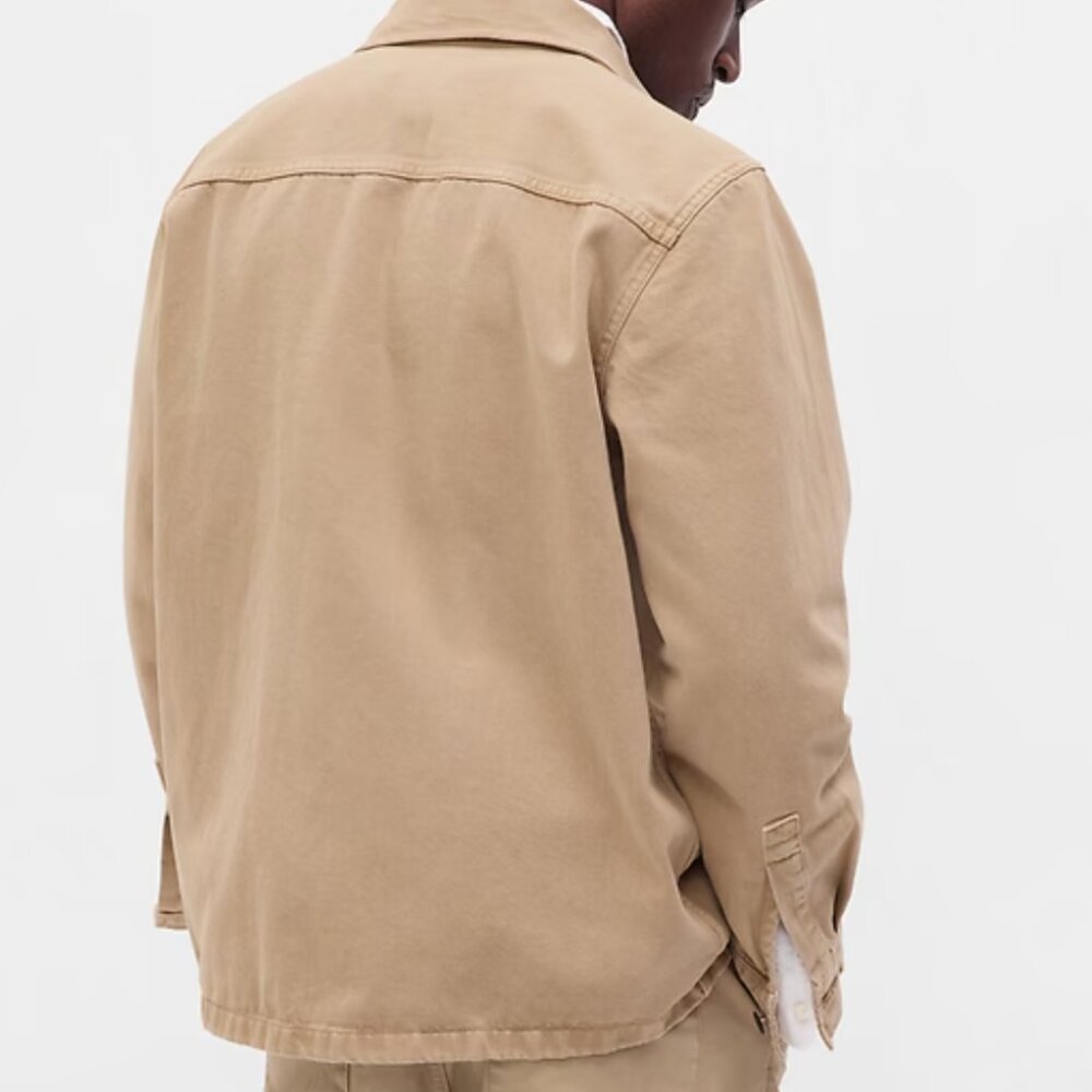 NWT Gap Mens Tan Khaki Denim Utility Overshirt - Picture 3 of 8